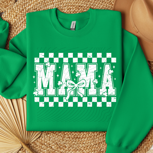 MAMA CLOVER CHECK DISTRESSED WHT - DTF TRANSFER