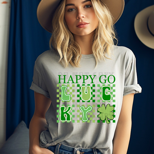 HAPPY GO LUCKY RETRO BACKGROUND - DTF TRANSFER