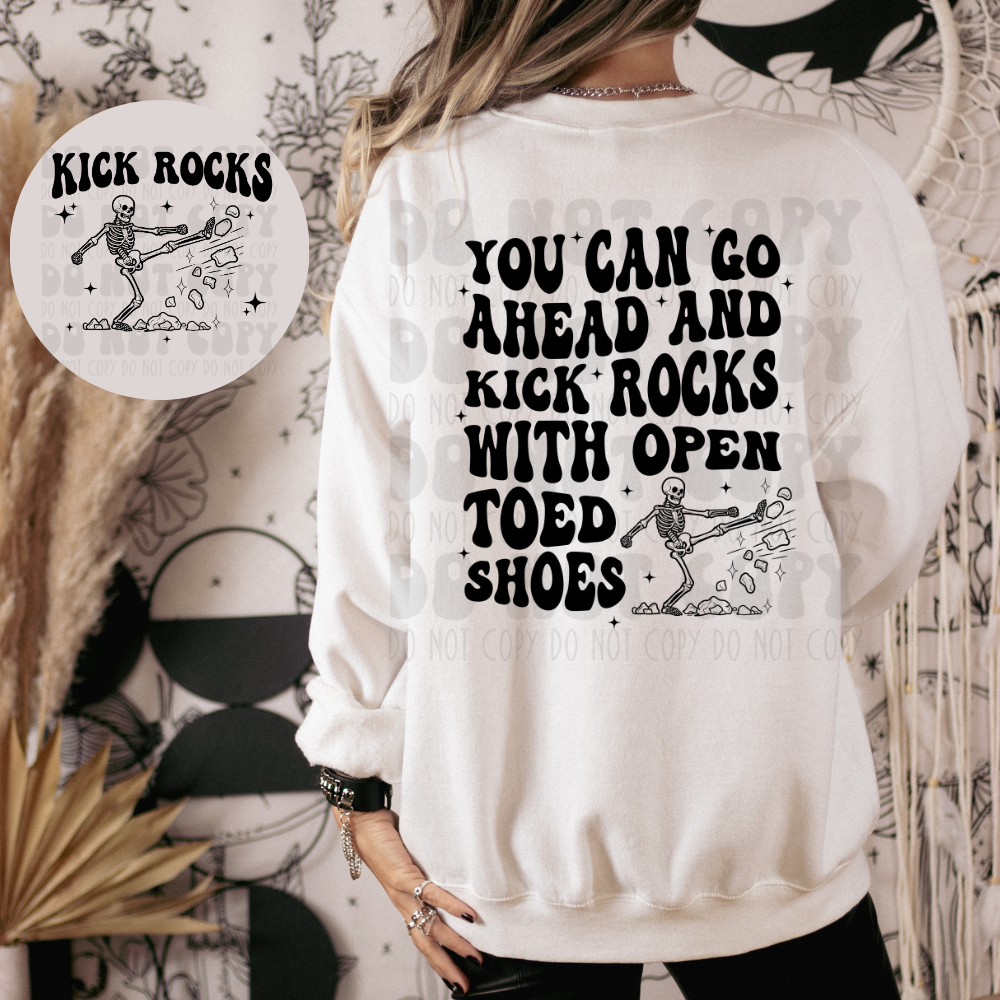 KICK ROCKS BLK W/POCKET - DTF TRANSFER