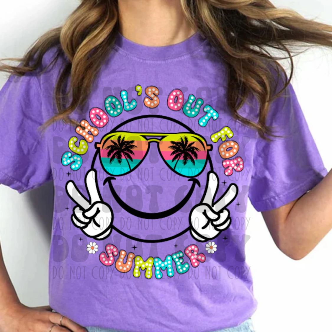 SCHOOLS OUT FOR SUMMER SMILEY - DTF TRANSFER