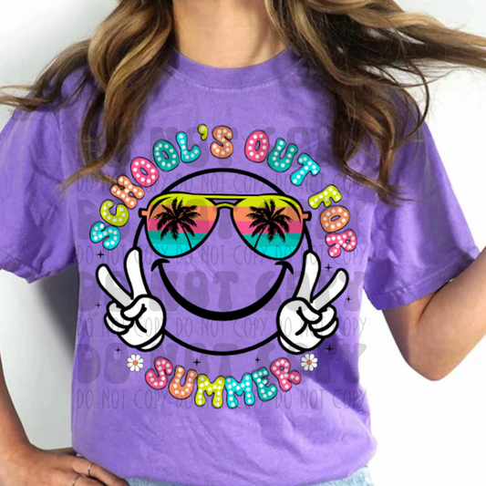 SCHOOLS OUT FOR SUMMER SMILEY - DTF TRANSFER