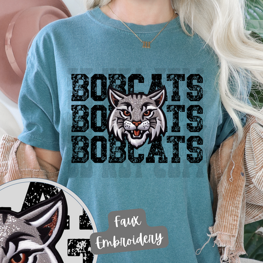 BOBCATS STACKED FAUX EMBROIDERY - DTF TRANSFER