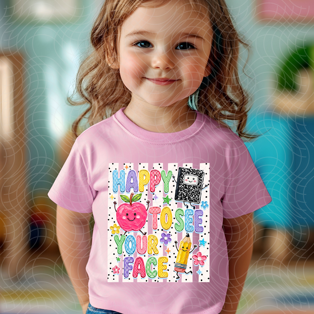 HAPPY TO SEE YOUR FACE POLKA DOT STRIPE - DTF TRANSFER