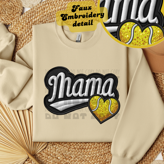 MAMA FAUX EMBROIDERY TENNIS - DTF TRANSFER