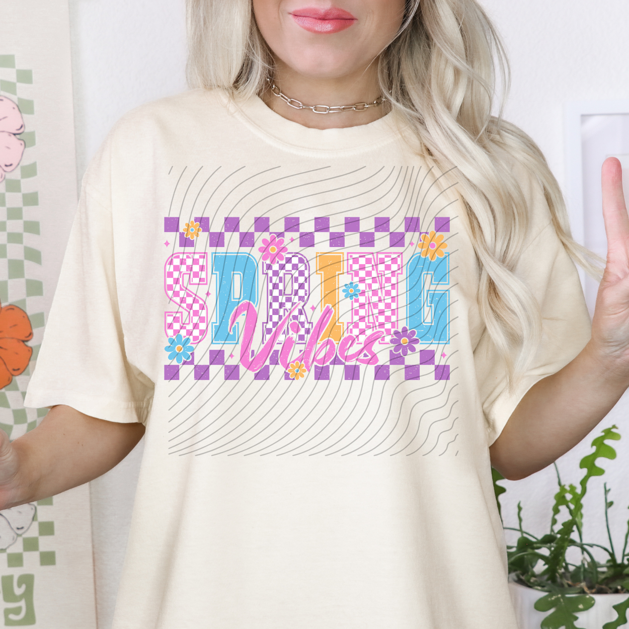 SPRING VIBES DISTRESSED - DTF TRANSFER