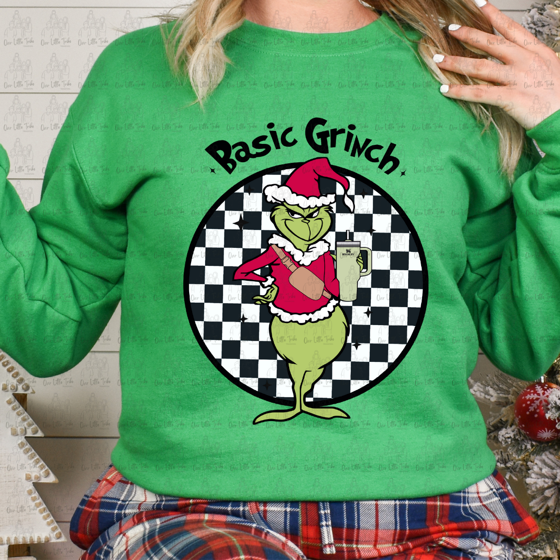 BASIC GREEN GUY BAG AND CUP CHECKERED - DTF TRANSFER