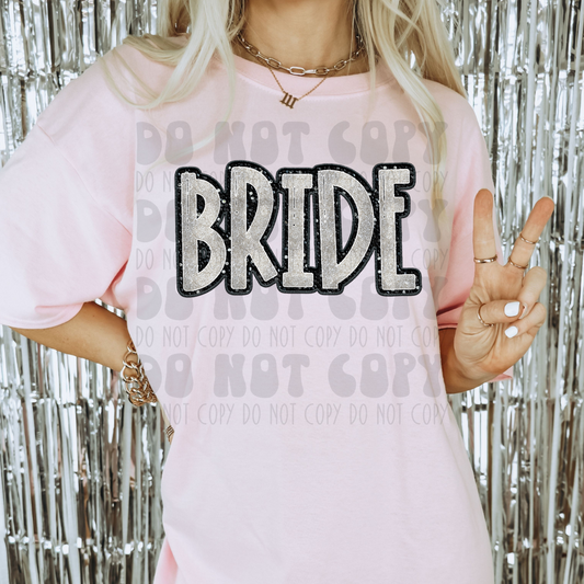 BRIDE - FAUX GLITTER - DTF TRANSFER