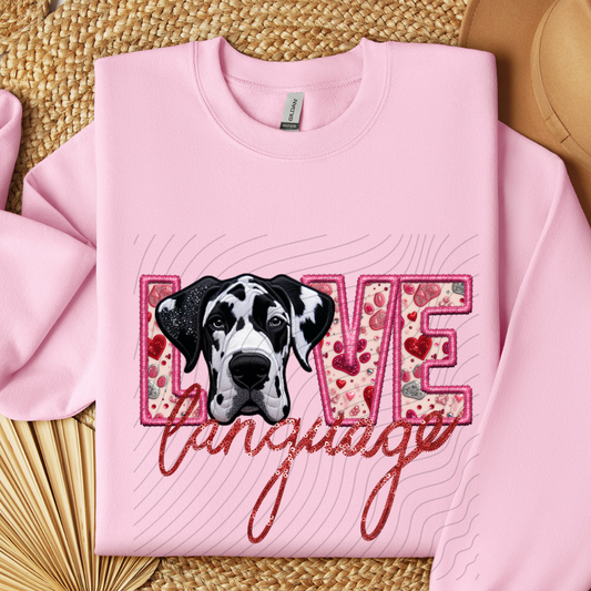GREAT DANE - HARLEQUIN, FAUX EMBROIDERY & FAUX SEQUINS - DTF TRANSFER