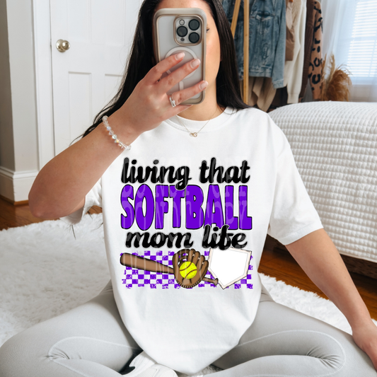 SOFTBALL MOM LIFE PURPLE - DTF TRANSFER