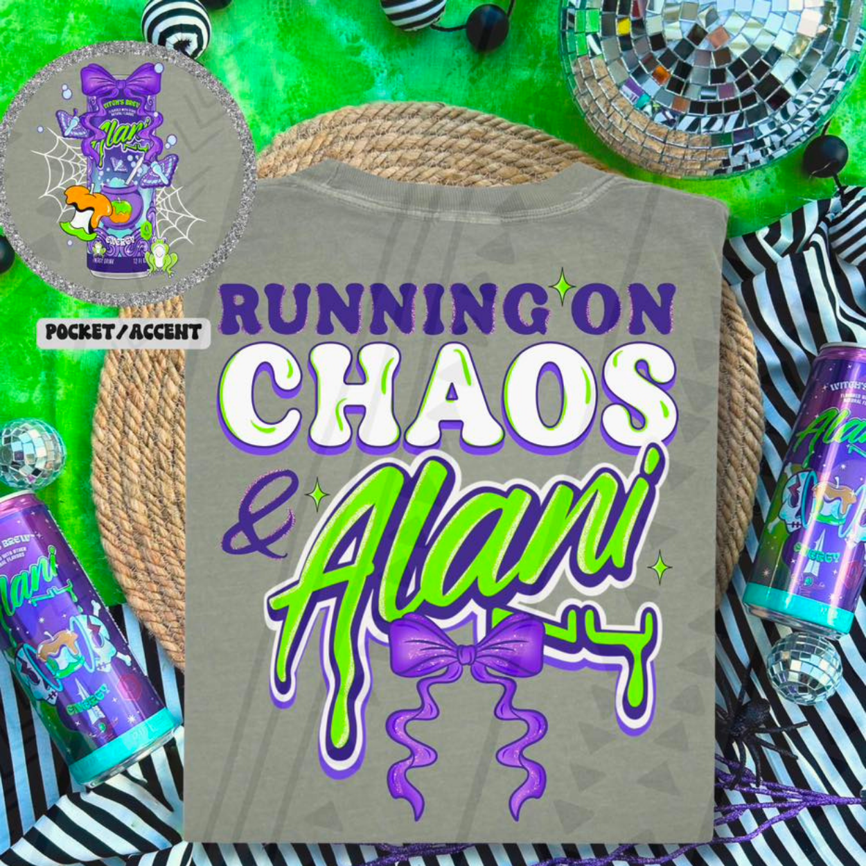 RUNNING ON CHAOS PURPLE W/ POCKET - DTF TRANSFER