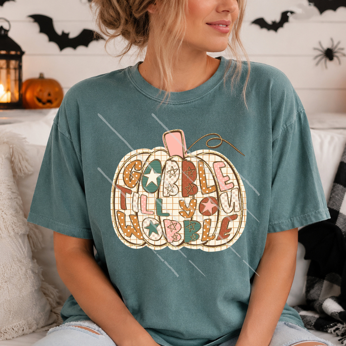 GOBBLE TILL YOU WOBBLE GLITTER - DTF TRANSFER