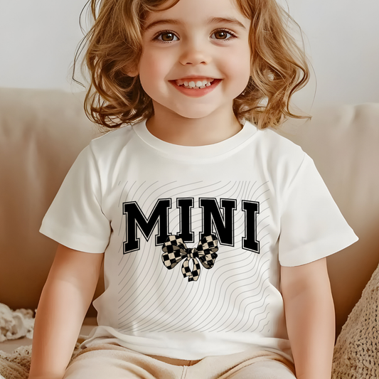 MOM BLK CHECKERED BOW - DTF TRANSFER