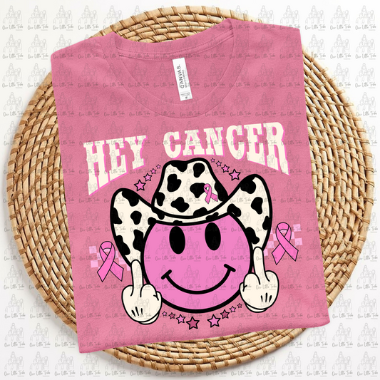 HEY CANCER WHITE LETTER COWBOY MIDDLE FINGER - DTF TRANSFER