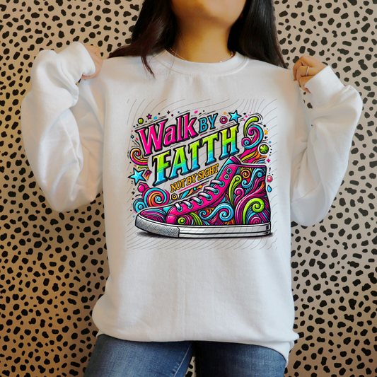 WALK BY FAITH COLORFUL ONE SHOE - DTF TRANSFER