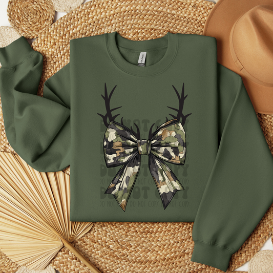 DARKER CAMO BOW WITH ANTLERS - DTF TRANSFER