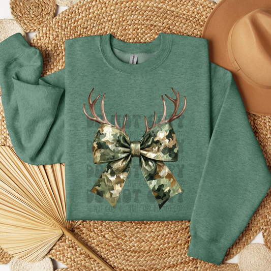LIGHTER CAMO BOW WITH ANTLERS - DTF TRANSFER