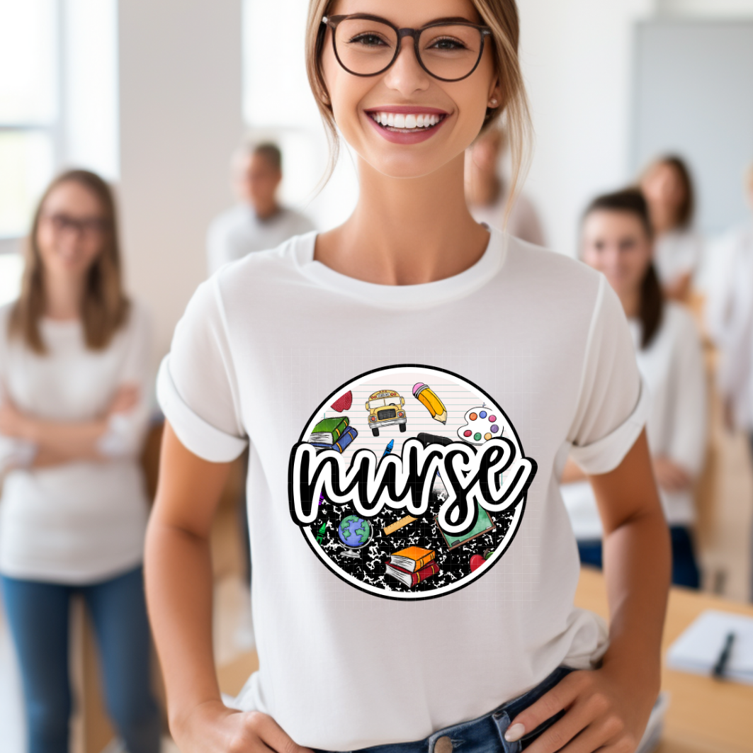 NURSE SCHOOL COLLAGE BACKGROUND - DTF TRANSFER