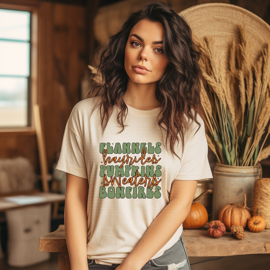 FLANNELS HAYRIDES PUMPKINS STACKED - DTF TRANSFER