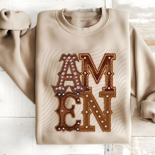 AMEN BROWN RHINESTONE - DTF TRANSFER