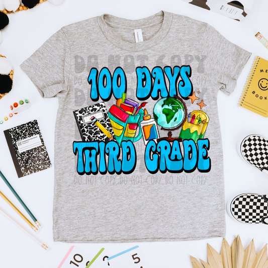 100 DAYS OF 3RD GRADE BLUE - DTF TRANSFER