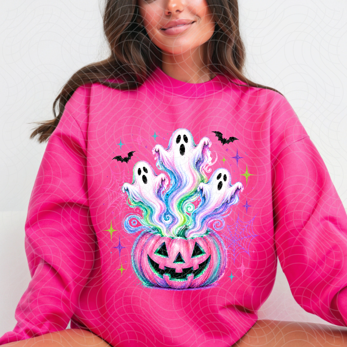 GHOST RISING FROM PUMPKIN - DTF TRANSFER