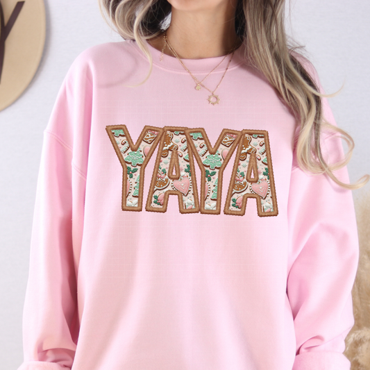 YAYA GINGERBREAD FAUX EMBROIDERY - DTF TRANSFER