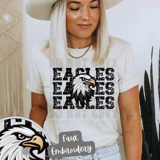 EAGLES STACKED FAUX EMBROIDERY - DTF TRANSFER