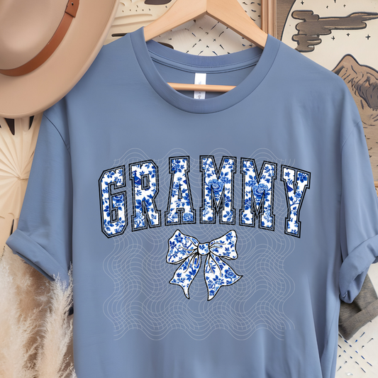 GRAMMY BLUE FLORAL DARKER - DTF TRANSFER