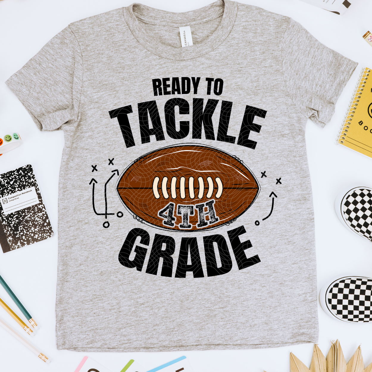 TACKLE FOURTH GRADE BLK & COLOR - DTF TRANSFER