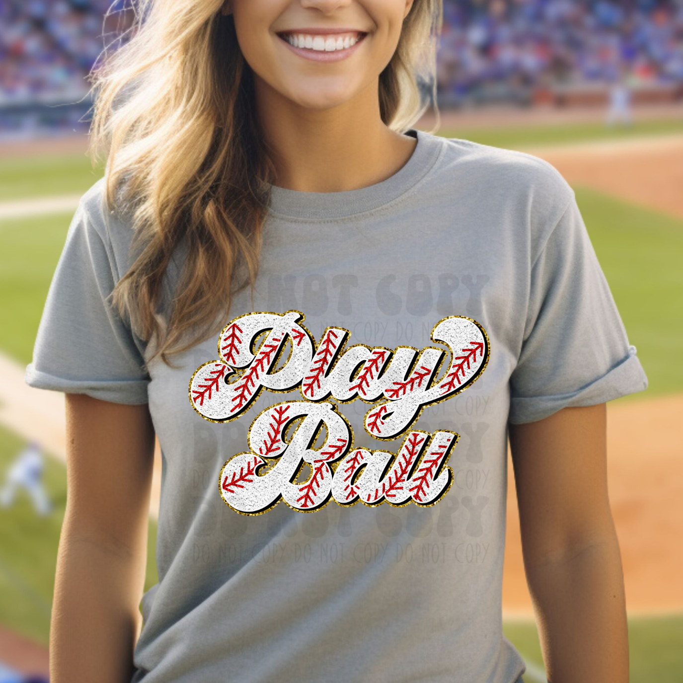 PLAY BALL BASEBALL FAUX CHENILLE LETTERS - DTF TRANSFER