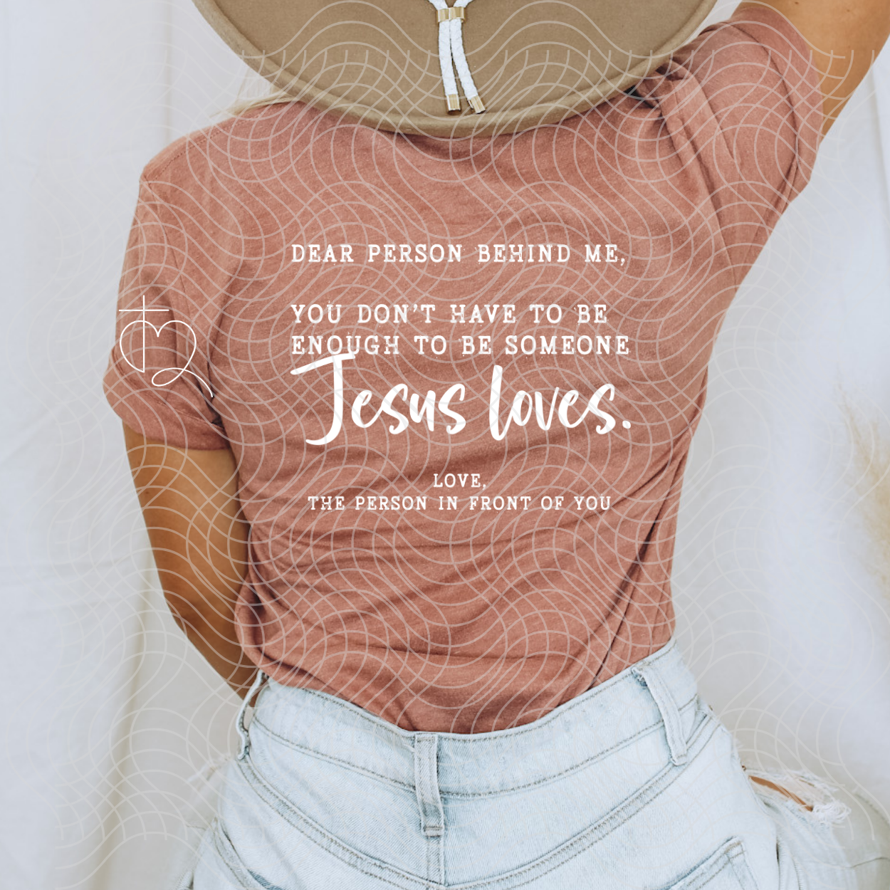 JESUS LOVES, WHT W/ POCKET - DTF TRANSFER