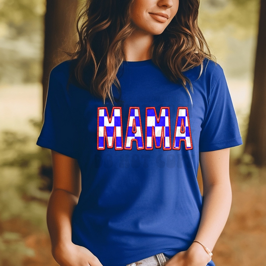 MAMA CHECKERED FAUX EMBROIDERY - DTF TRANSFER