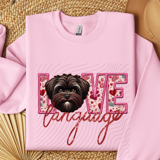 SHIHTZU - BROWN, FAUX EMBROIDERY & FAUX SEQUINS - DTF TRANSFER