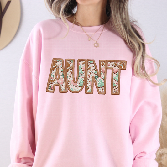 AUNT GINGERBREAD FAUX EMBROIDERY - DTF TRANSFER