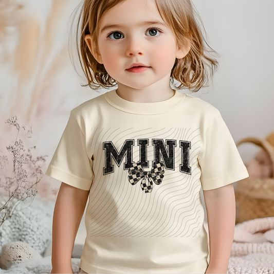 MOM BLK DISTRESSED CHECKERED BOW - DTF TRANSFER