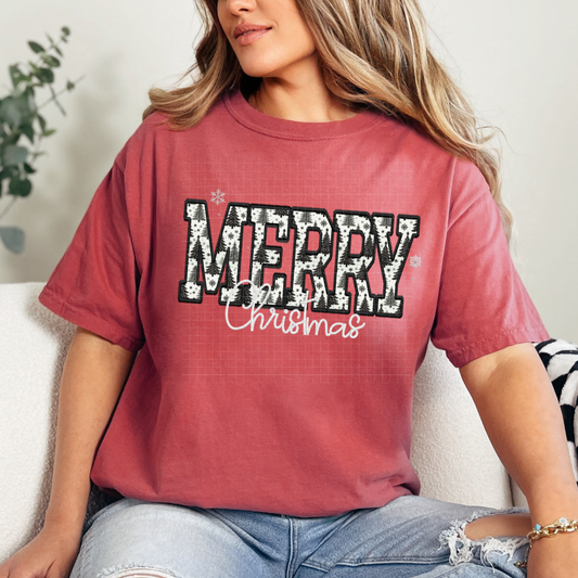 MERRY CHRISTMAS FAUX EMBROIDERY TREES - DTF TRANSFER