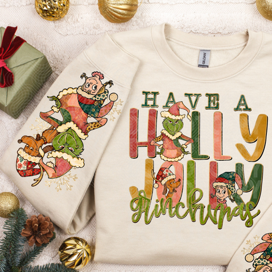 HOLLY JOLLY W/ SLEEVE - DTF TRANSFER