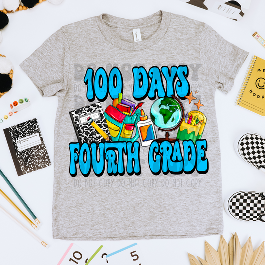 100 DAYS OF 4TH GRADE BLUE - DTF TRANSFER