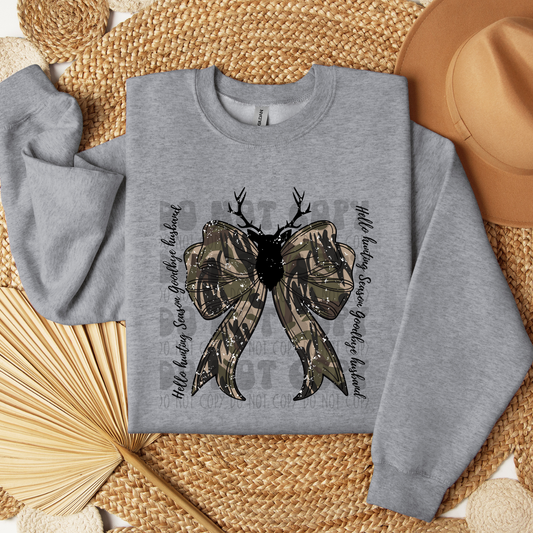 CAMO BOW WITH ANTLERS AND WORDS - DTF TRANSFER