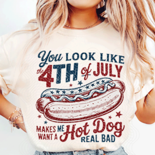 4TH OF JULY HOT DOG - DTF TRANSFER