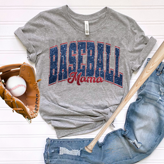 BASEBALL MAMA FAUX GLITTER - DTF TRANSFER