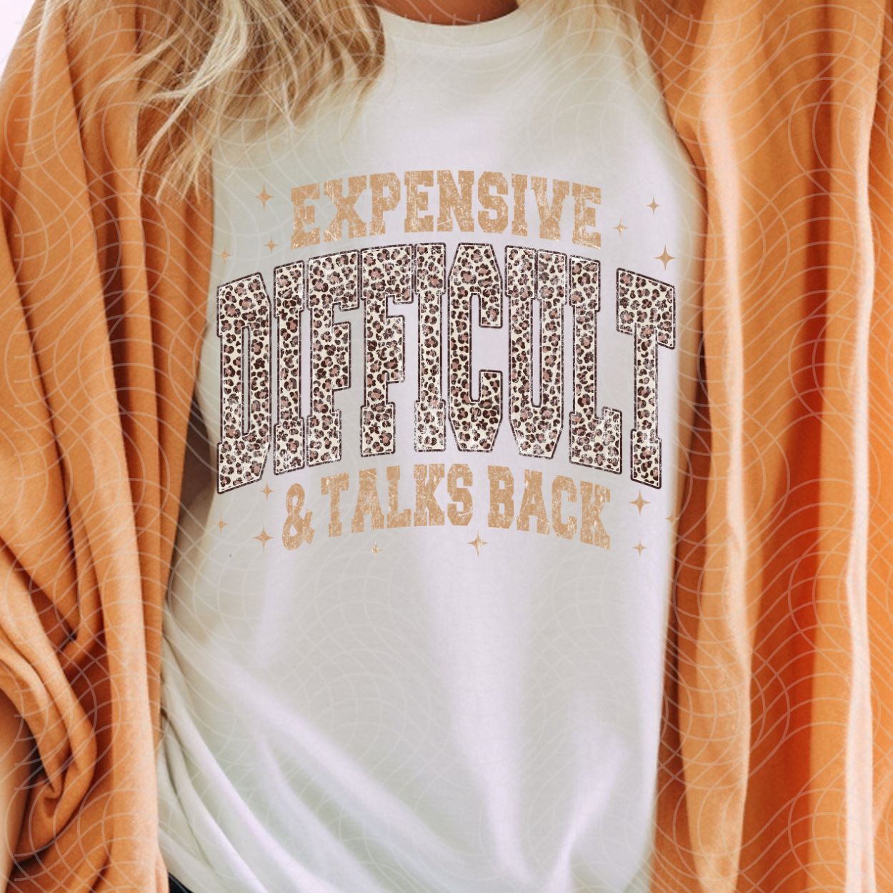 EXPENSIVE & DIFFICULT TAN TEXT - DTF TRANSFER