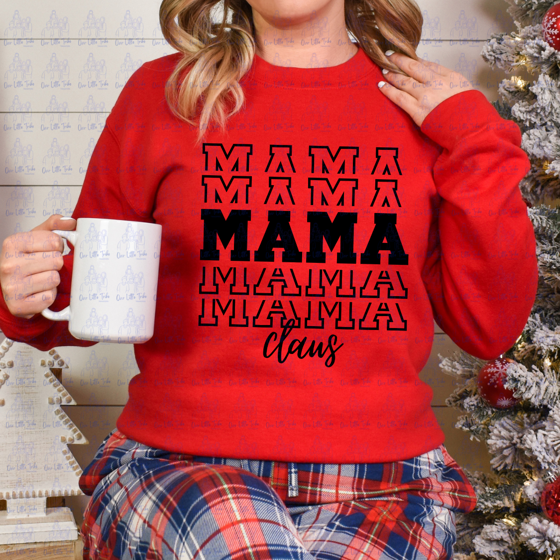 MAMA CLAUS STACKED VARSITY - BLACK - DTF TRANSFER