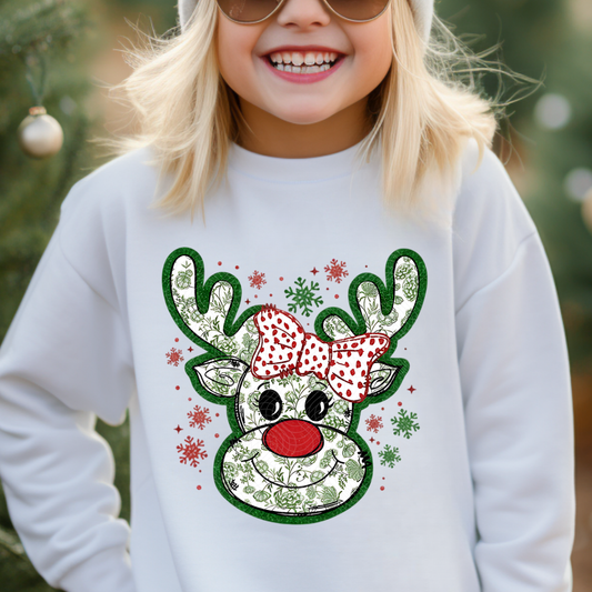 GREEN REINDEER HEAD - DTF TRANSFER