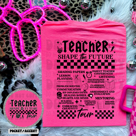 TEACHER BLK FULL BACK W/POCKET - DTF TRANSFER