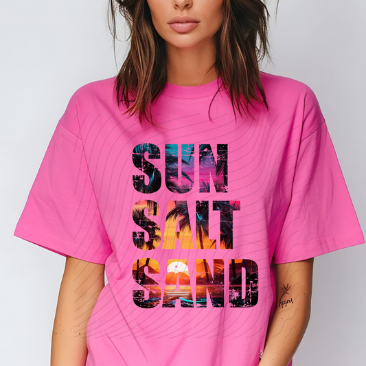 SUN SALT SAND BLK DISTRESSED - DTF TRANSFER