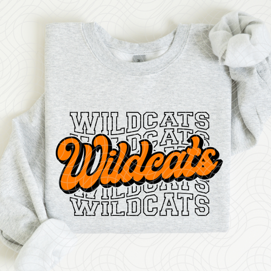 WILDCATS STACKED, ORANGE - DTF TRANSFER