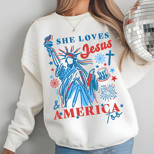 LOVES JESUS AND AMERICA - DTF TRANSFER