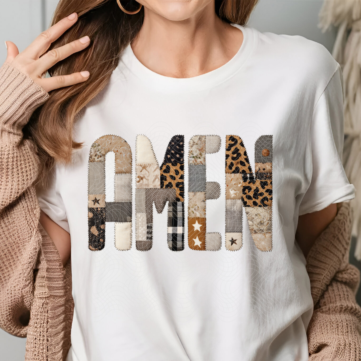 AMEN FAUX PATCHWORK - DTF TRANSFER