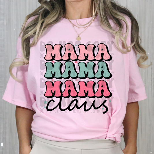 MAMA CLAUS STACKED PINK/TEAL - DTF TRANSFER